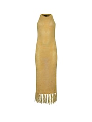 Star by Julien MacDonald Gold Fringe Hem Dress - Image 1 of 8