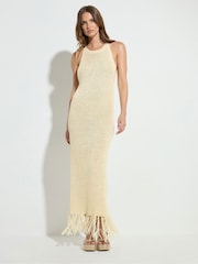 Star by Julien MacDonald Gold Fringe Hem Dress - Image 2 of 8