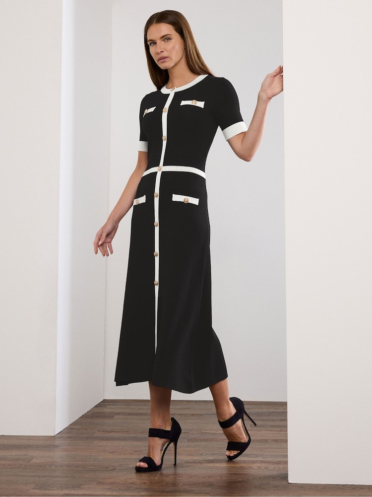Star by Julien MacDonald Black Contrast Detail Dress - Image 1 of 5 Star by Julien MacDonald Black Contrast Detail Dress - Image 1 of 5