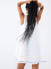River Island White 100% Cotton Embroidered Shift Dress - Image 2 of 4