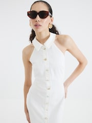 River Island White 100% Cotton Shell Button Dress - Image 2 of 4