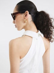 River Island White 100% Cotton Shell Button Dress - Image 3 of 4