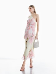 River Island Yellow Halter Neck Embellished Maxi Dress - Image 1 of 4