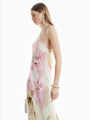 River Island Yellow Halter Neck Embellished Maxi Dress - Image 2 of 4