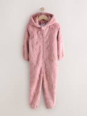 Pink Jacquard Bow Fleece All-in-One (1.5-16yrs) - Image 1 of 4