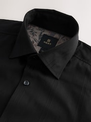 Black Self Stripe Regular Fit Premium 100% Cotton Textured Shirt - Image 7 of 7