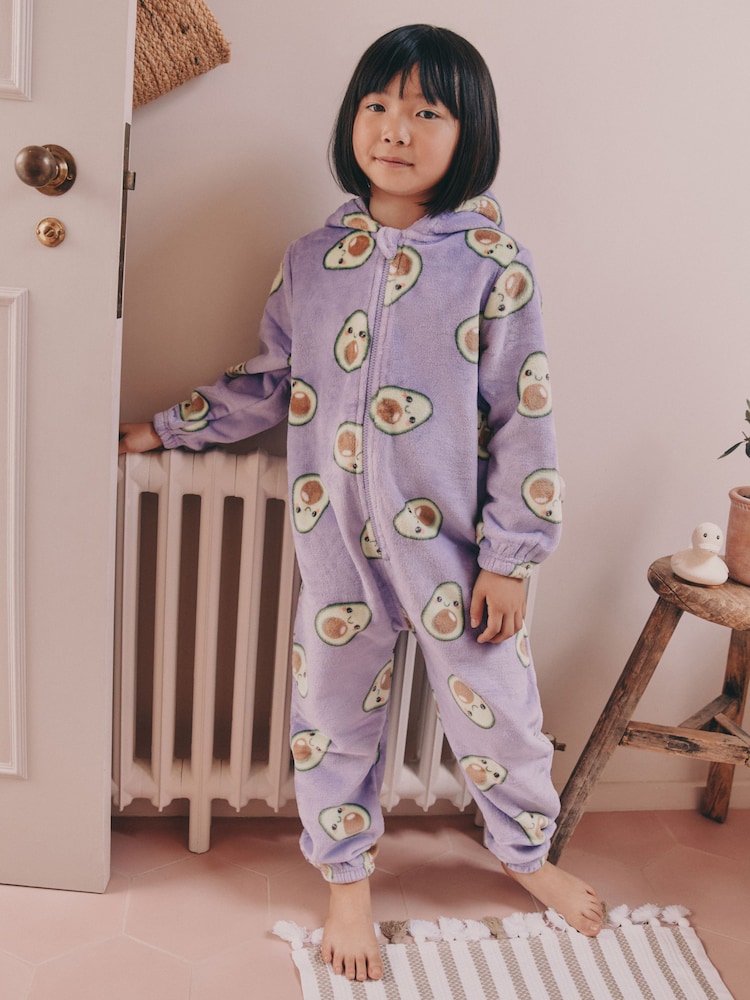 Purple Avocado Print Fleece All-In-One (1.5-16yrs) - Image 1 of 3