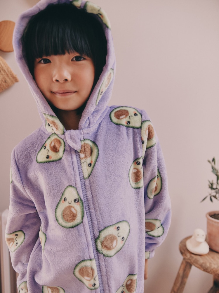 Purple Avocado Print Fleece All-In-One (1.5-16yrs) - Image 2 of 3