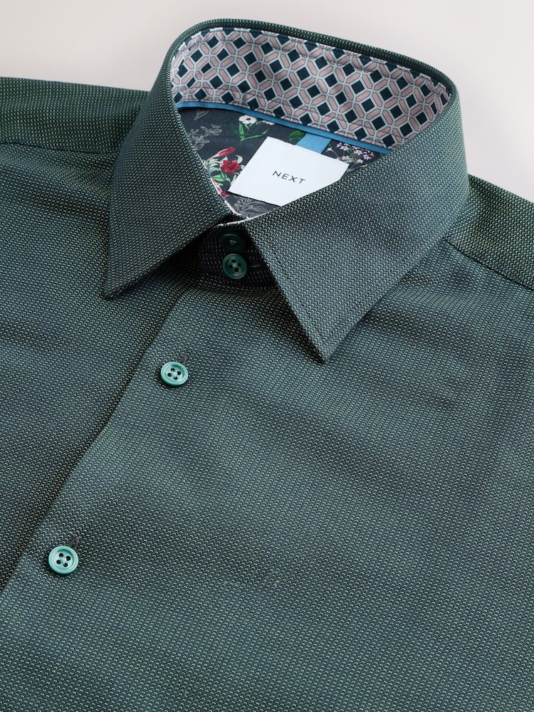forest green men's dress shirt Hisdern Men's Micro Twill Dark Green Shirt Formal Wear Regular Fit with Pocket 3XL main image 0
