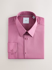 Dusty Pink Regular Fit Easy Care Textured Single Cuff Smart Shirt - Image 1 of 3