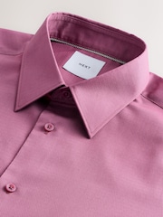 Dusty Pink Regular Fit Easy Care Textured Single Cuff Smart Shirt - Image 2 of 3