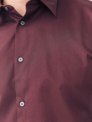 Red Slim Fit Easy Care Textured Single Cuff Smart Shirt - Image 5 of 5