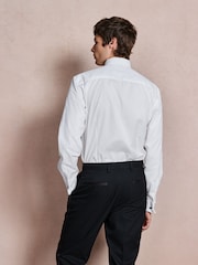 White Slim Fit Occasion Pleated Bib Double Cuff Dress Shirt - Image 4 of 9