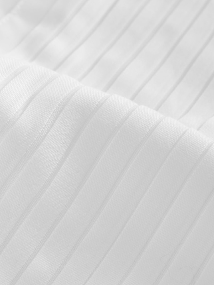 White Slim Fit Occasion Pleated Bib Double Cuff Dress Shirt - Image 9 of 9