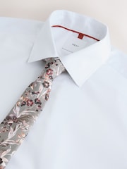 White/Rust Orange Floral - طقم قميص وربطة عنق للمناسبات - صورة 2 من 3