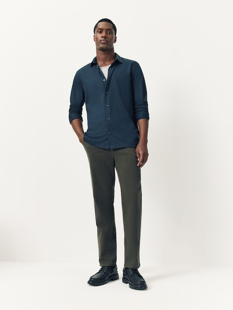 Navy Blue Supima Long Sleeve Jersey Shirt - Image 2 of 9