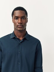 Navy Blue Supima Long Sleeve Jersey Shirt - Image 4 of 9