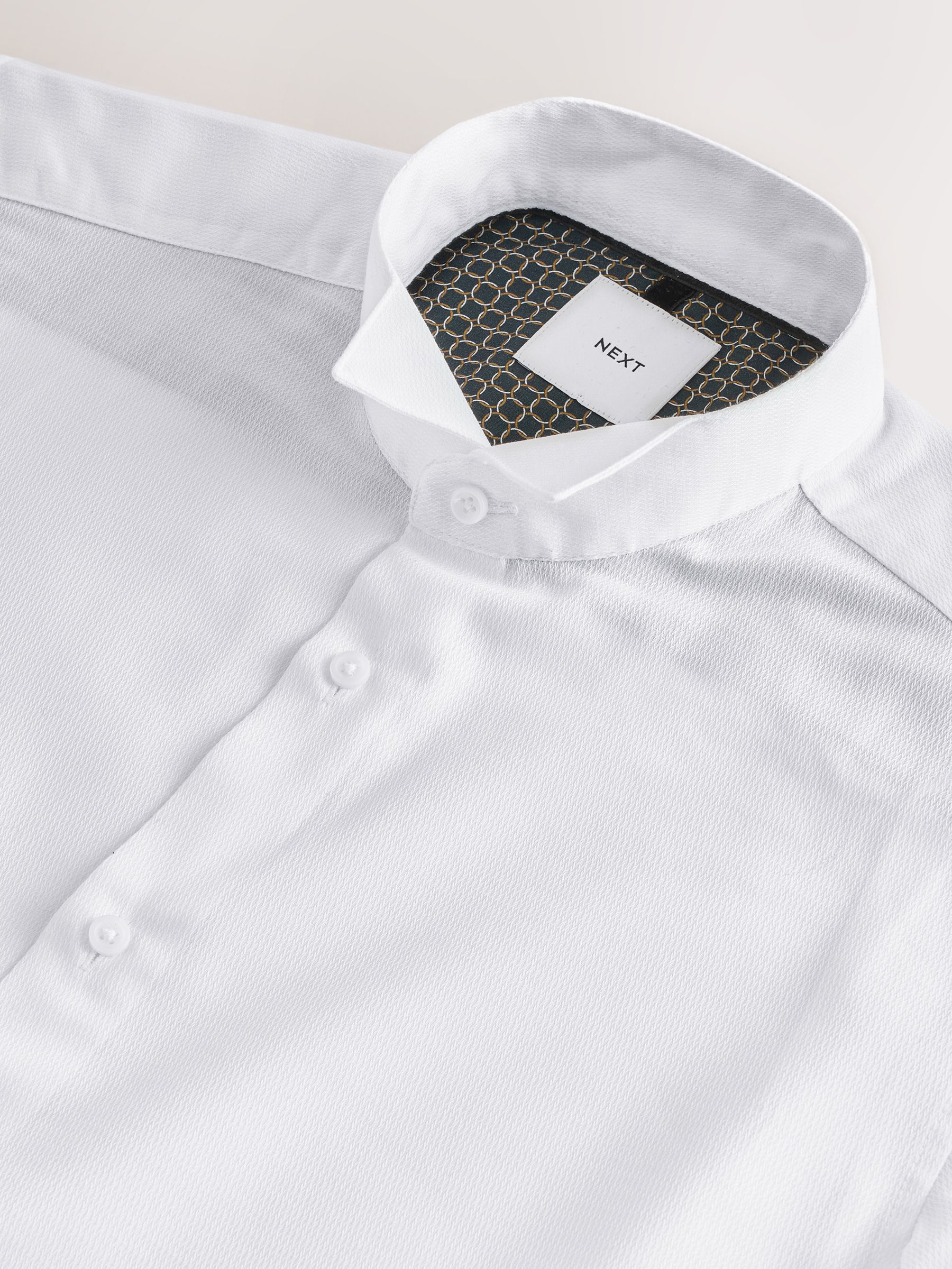 Buy White Regular Fit Textured Wing Collar Dress Shirt from Next