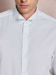Hvid - Regular Fit - Tekstureret skjorte med vingekrave - Billede 6 af 9