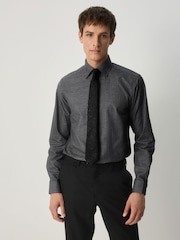 Grey Texture/ Black Paisley Regular Fit Shirt And Tie Party Pack - Image 1 of 5
