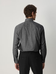 Grey Texture/ Black Paisley Regular Fit Shirt And Tie Party Pack - Image 2 of 5