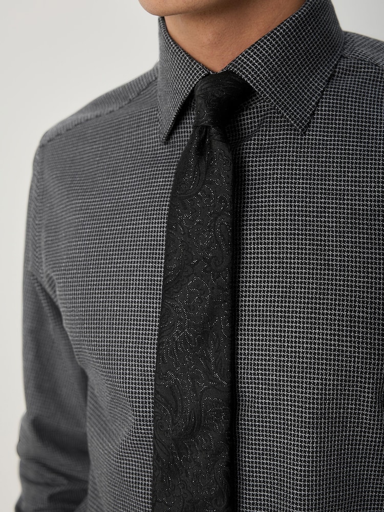 grey and black dress shirt Grey/Black Dress Shirt and Tie Combo Step 'N Style