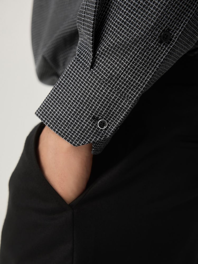 Grey Texture/ Black Paisley Regular Fit Shirt And Tie Party Pack - Image 5 of 5