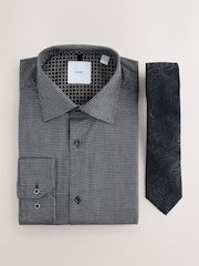 Grey Texture/ Black Paisley Regular Fit Shirt And Tie Party Pack - Image 6 of 8