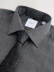 Grey Texture/ Black Paisley Regular Fit Shirt And Tie Party Pack - Image 7 of 8