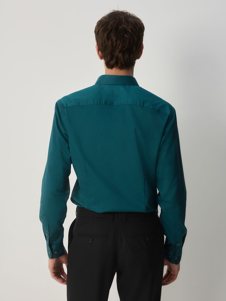 Buy Teal Blue Slim Fit Easy Care Textured Single Cuff Smart Shirt from Next Oman Buy Teal Blue Slim Fit Easy Care Textured Single Cuff Smart Shirt from Next Oman