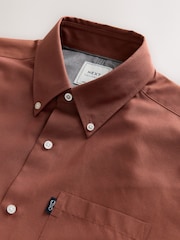 Rust Brown Regular Fit Button Down Easy Iron Oxford Shirt - Image 3 of 3