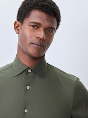 Green Sateen Long Sleeve Party Shirt with cufflinks - Image 5 of 8