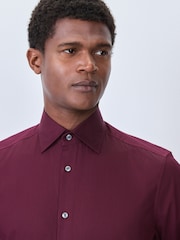 Burgundy Red Sateen Long Sleeve Party Shirt - Image 4 of 8