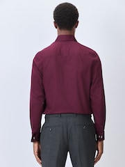 Burgundy Red Sateen Long Sleeve Party Shirt - Image 5 of 8