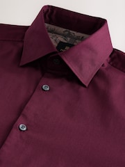 Burgundy Red Sateen Long Sleeve Party Shirt - Image 7 of 8
