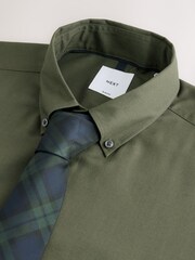 Green/Blackwatch Check Slim Fit Occasion Shirt And Tie Set - Image 2 of 3