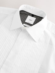 White Regular Fit Occasion Pleated Bib Double Cuff Dress Shirt - Image 7 of 8