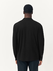 Black Pique Jersey Long Sleeve Over Shirt - Image 3 of 8