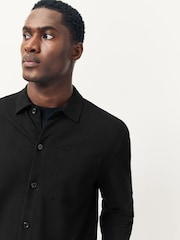 Black Pique Jersey Long Sleeve Over Shirt - Image 4 of 8