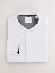 White Slim Fit Wing Collar Occasion Long Sleeve Shirt - Image 7 of 9