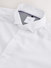 White Slim Fit Wing Collar Occasion Long Sleeve Shirt - Image 8 of 9