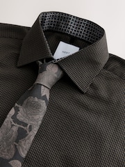Brown/Bronze Floral Regular Fit Shirt And Tie Party Pack - Image 7 of 8