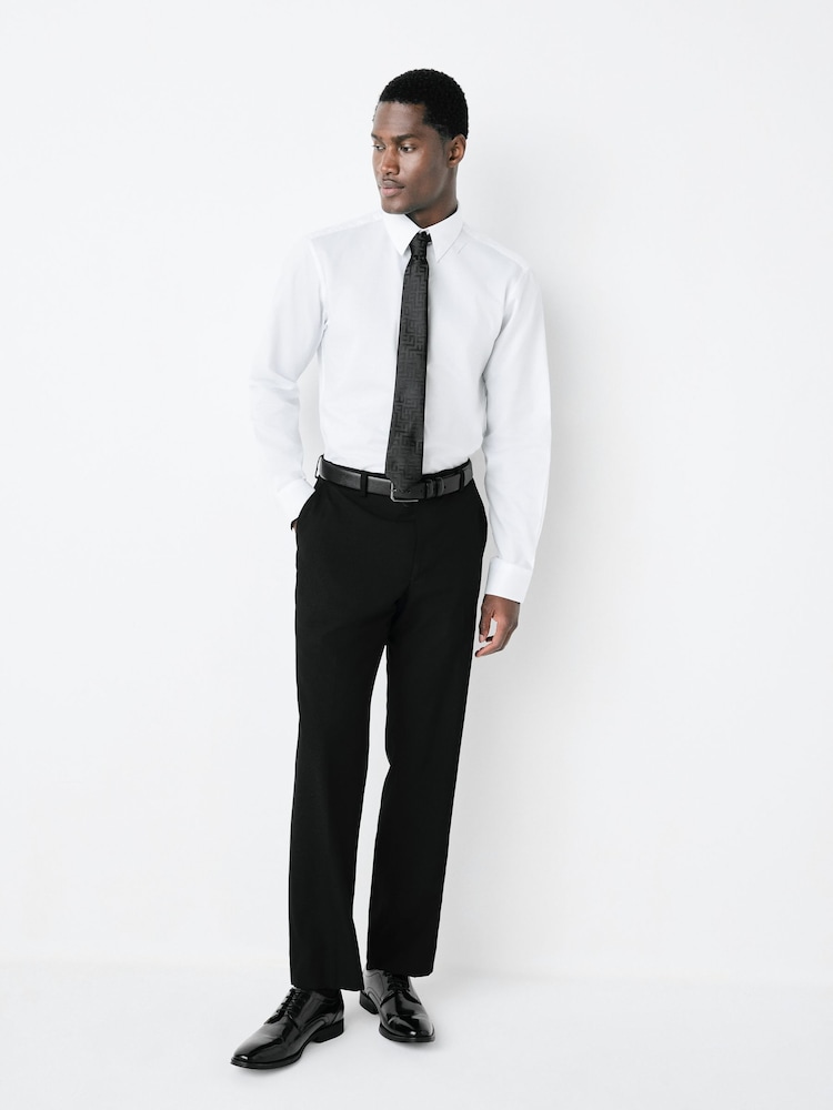 White/ Black Geometric Slim Fit Shirt And Tie Party Pack - Image 2 of 8