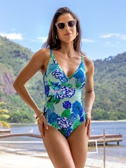 Pour Moi Blue Carnival Control Swimsuit - Image 1 of 4