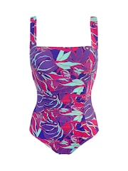 Pour Moi Aquaburst Blue Petite Santa Barbara Ruched Tummy Control Swimsuit - Image 3 of 4