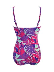 Pour Moi Aquaburst Blue Petite Santa Barbara Ruched Tummy Control Swimsuit - Image 4 of 4