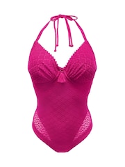 Pour Moi Pink Castaway Adjustable Halter Underwired Swimsuit - Image 3 of 4