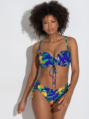 Blauw met tropische print - Pour Moi - Santa Cruz bikinitop - Image 2 of 4