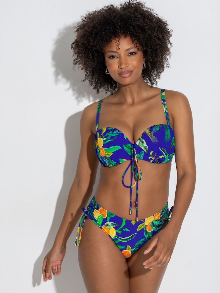 Blauw met tropische print - Pour Moi - Santa Cruz bikinitop - Image 2 of 4
