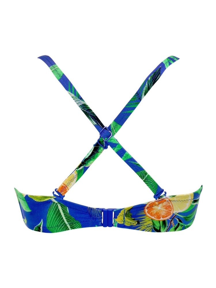 Blauw met tropische print - Pour Moi - Santa Cruz bikinitop - Image 4 of 4